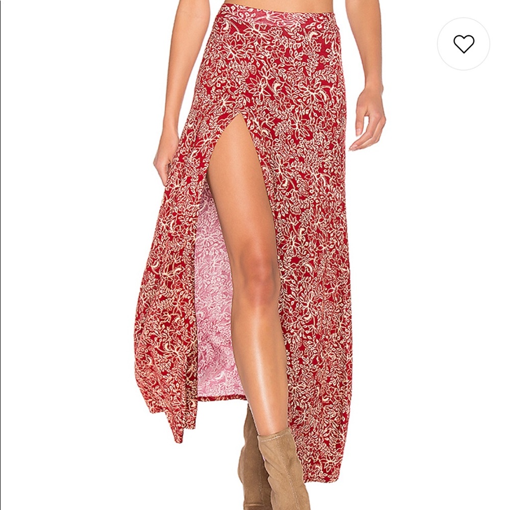NWT [clayton] red/tan print maxi skirt